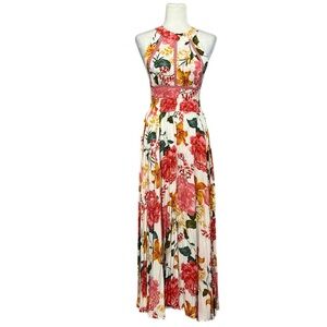 🆕 ABEL THE LABEL Floral Maxi Slit Tie Back Dress Rayon